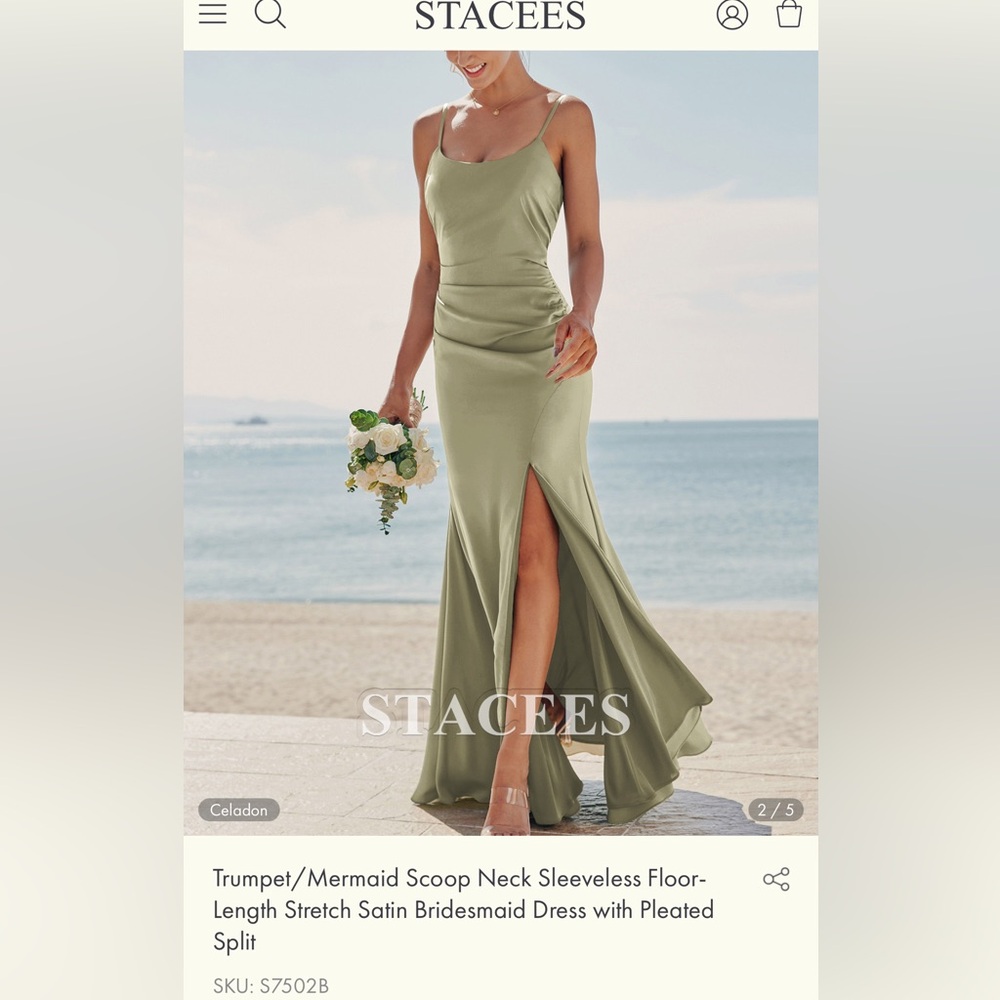 Stacees Celadon Maxi Dress with Slit